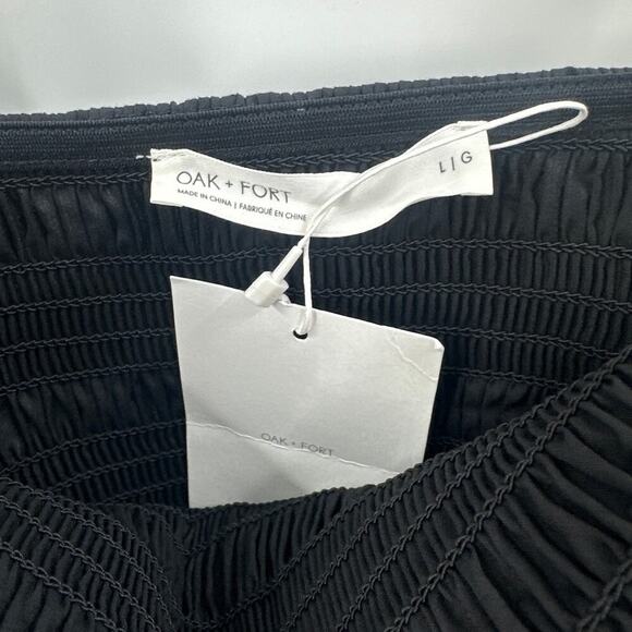 Oak + Fort Black Smocked Poplin Midi Dress Size L - Picture 5 of 9